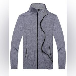 Coofandy Men’s Full Zip Cardigan knitted Sweater. Pockets. Sz S. Light gray